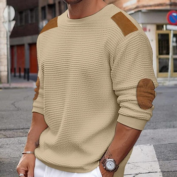 Ανδρικό μακρυμάνικο πλεκτό πουλόβερ με λαιμόκοψη casual vintage πλεκτά μπλουζάκια ανδρικά streetwear φθινοπωρινή μόδα