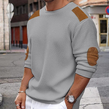 Ανδρικό μακρυμάνικο πλεκτό πουλόβερ με λαιμόκοψη casual vintage πλεκτά μπλουζάκια ανδρικά streetwear φθινοπωρινή μόδα
