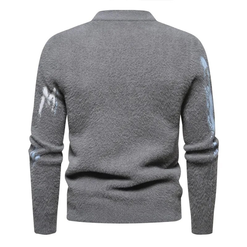 Aukštos kokybės „Trend“ vyriškas naujas audinės imitacijos megztinis Minkštas ir patogus šilto trikotažo megztinis megztinis TOPS