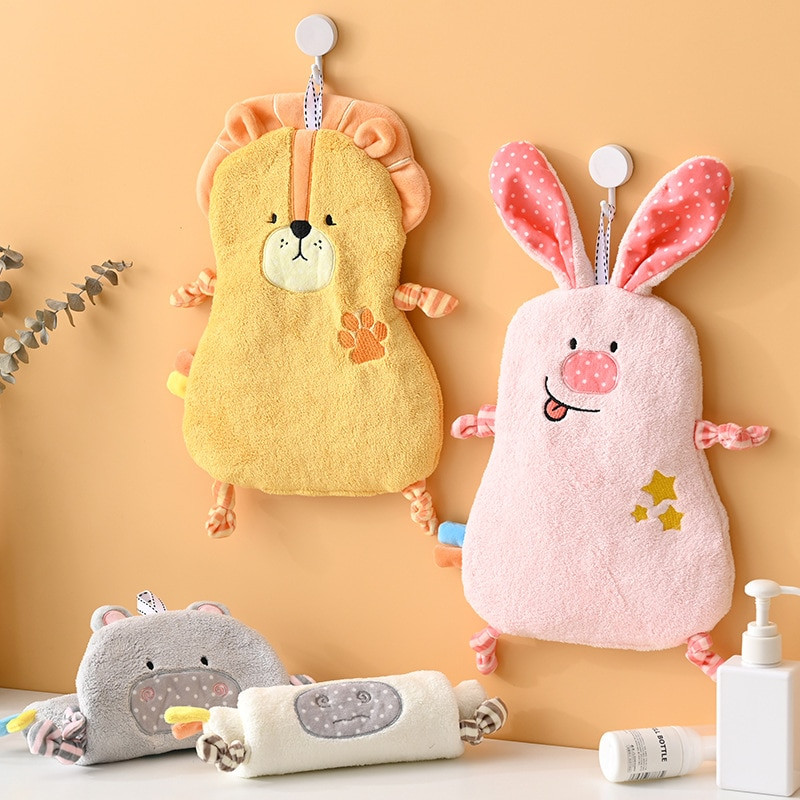 Cartoon Animal πετσέτα μπάνιου για παιδιά Παχύ, μαλακό κοραλί βελούδο, σούπερ απορροφητικό πετσέτες μαλλιών Πανί πιάτων για το σπίτι που δεν πέφτει