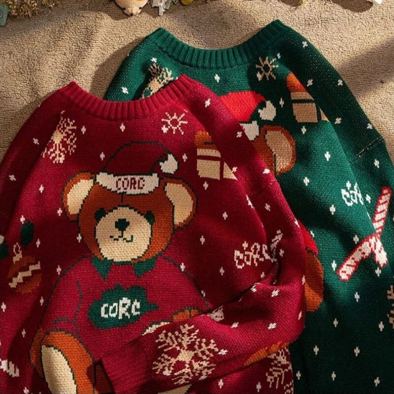 neglīts Ziemassvētku džemperis Trikotāžas Džemperi Vīriešiem Puloveri Luksusa Y2k Vintage Jauns Džemperis Ziemas Kokvilna Silts Vīriešu Apģērbs Harajuku