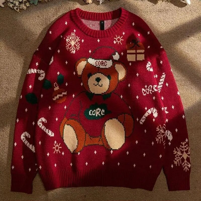 neglīts Ziemassvētku džemperis Trikotāžas Džemperi Vīriešiem Puloveri Luksusa Y2k Vintage Jauns Džemperis Ziemas Kokvilna Silts Vīriešu Apģērbs Harajuku