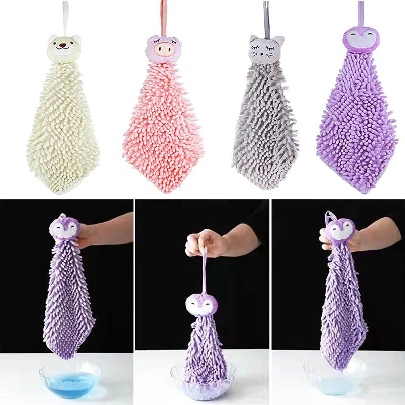 Χαριτωμένα σενίλ πετσέτες χεριών για μπάνιο με πετσέτες χεριών κινουμένων σχεδίων κουζίνας με κρεμαστούς βρόχους Μαλακές απορροφητικές πετσέτες μικροϊνών Quick Dry