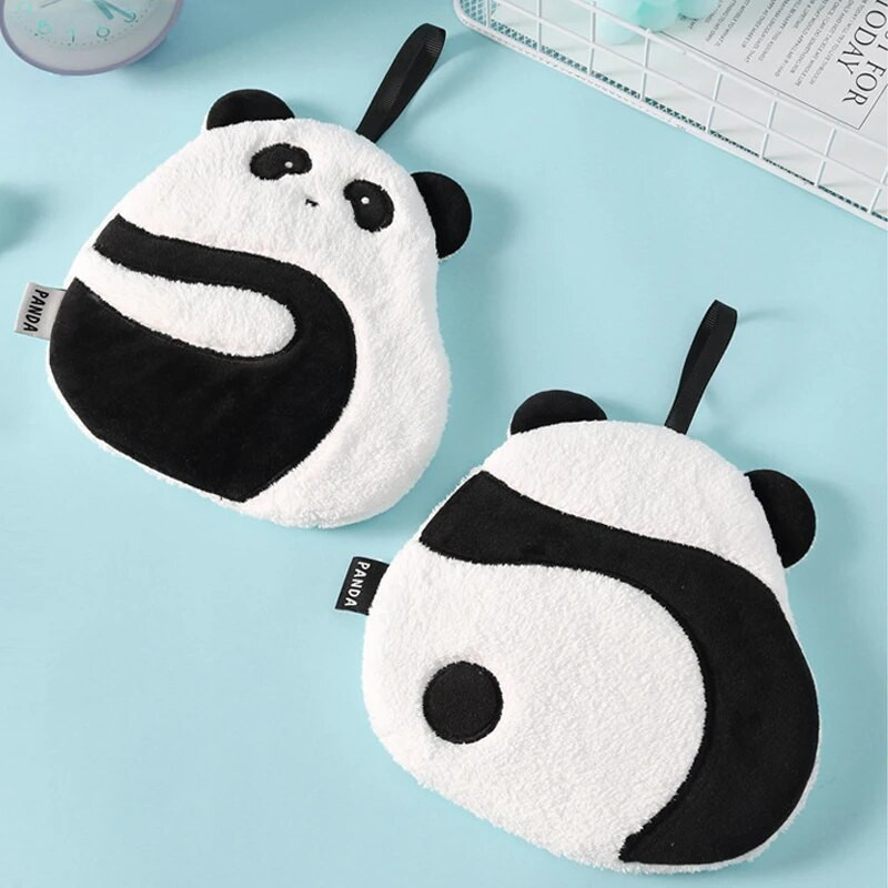 Karikatūra Panda roku dvieļi, divslāņu koraļļu samta īpaši uzsūcošas salvetes Kabatlakats mīksts, ādai draudzīgs, elpojošs