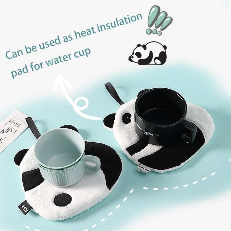 Karikatūra Panda roku dvieļi, divslāņu koraļļu samta īpaši uzsūcošas salvetes Kabatlakats mīksts, ādai draudzīgs, elpojošs