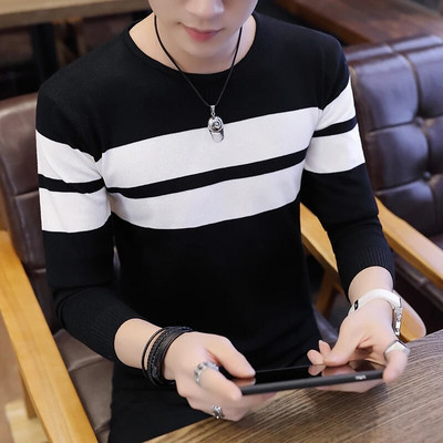 Őszi férfi pulóver O-nyakú férfi pulóver pulóver Férfi kabát Férfi csíkos pulóverek húzóruhák hosszú ujjú póló tavaszi K271
