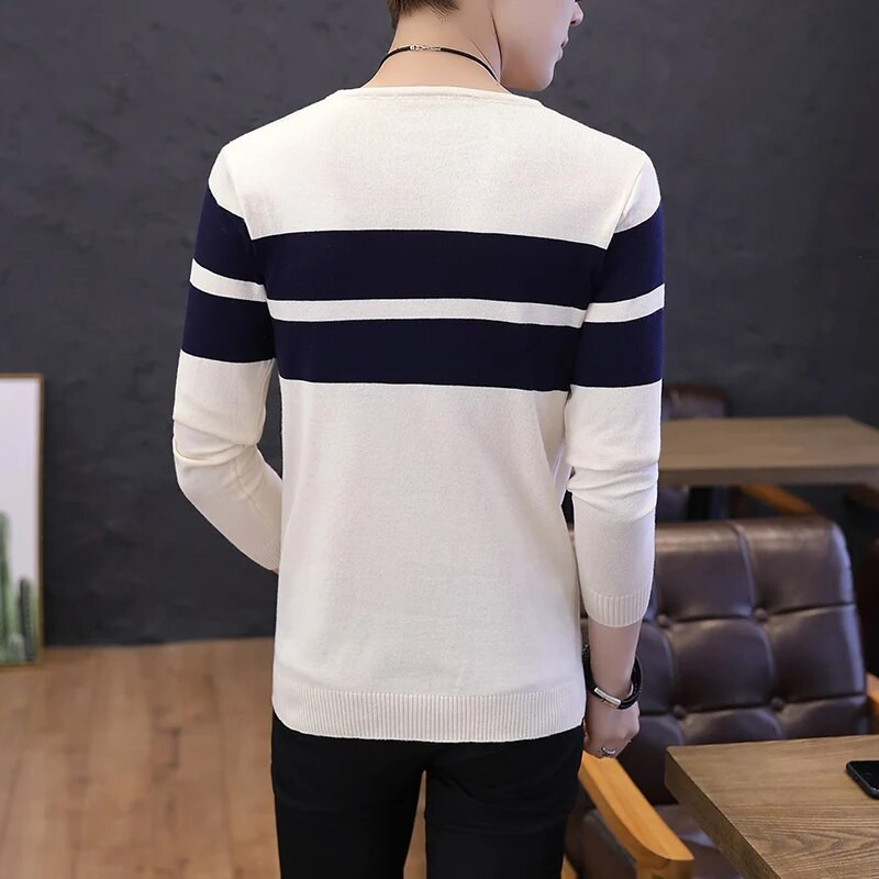 Őszi férfi pulóver O-nyakú férfi pulóver pulóver Férfi kabát Férfi csíkos pulóverek húzóruhák hosszú ujjú póló tavaszi K271