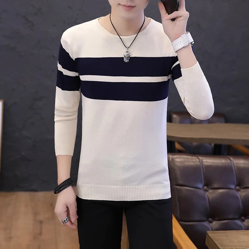 Őszi férfi pulóver O-nyakú férfi pulóver pulóver Férfi kabát Férfi csíkos pulóverek húzóruhák hosszú ujjú póló tavaszi K271