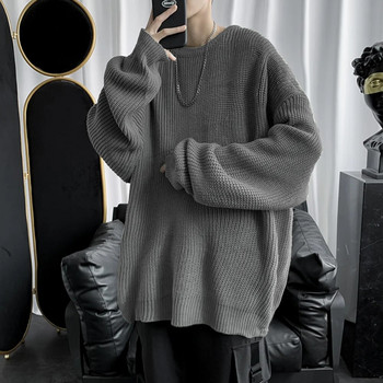 Ανδρικά ρούχα Πλεκτά Πουλόβερ Κορεατικά Μόδα Πουλόβερ Ανδρικά Φθινοπωρινά Μονόχρωμα Πουλόβερ Slim Fit Ανδρικά Streetwear Ανδρικά πουλόβερ