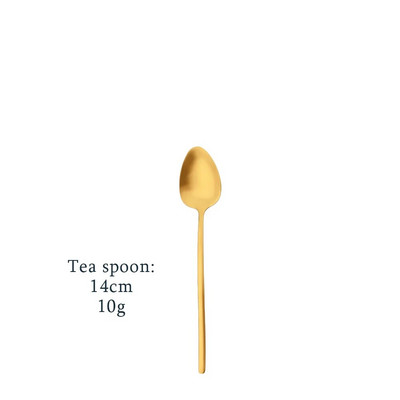 Ματ χρυσό σετ μαχαιροπήρουνων σερβίτσιο από ανοξείδωτο ατσάλι Επιτραπέζιο σερβίτσιο Σπίτι Βραδινό Πιρούνι Τσαγιού Κουτάλι Επιδόρπιο Μαχαίρι Κουζίνας Σετ μαχαιροπήρουνων