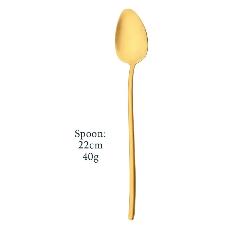 Ματ χρυσό σετ μαχαιροπήρουνων σερβίτσιο από ανοξείδωτο ατσάλι Επιτραπέζιο σερβίτσιο Σπίτι Βραδινό Πιρούνι Τσαγιού Κουτάλι Επιδόρπιο Μαχαίρι Κουζίνας Σετ μαχαιροπήρουνων