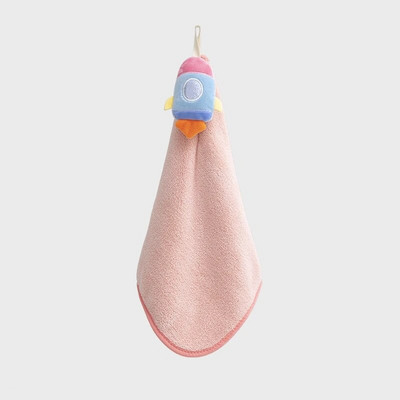 Jauka multfilma 3D lelle UFO roku dvielis koraļļu vilnas pakarināms dvielis, absorbējošs bērnu piekarināms dvielis tīrīšanas auduma lupata bērniem