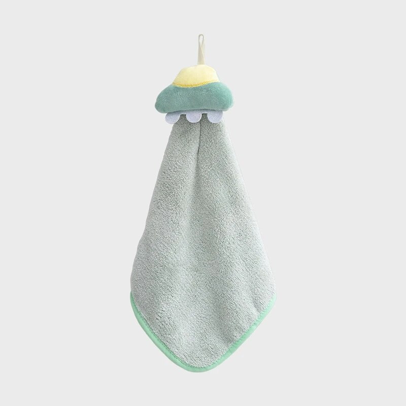 Jauka multfilma 3D lelle UFO roku dvielis koraļļu vilnas pakarināms dvielis, absorbējošs bērnu piekarināms dvielis tīrīšanas auduma lupata bērniem