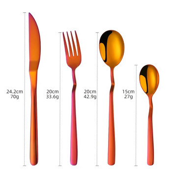 4 бр. Комплект прибори за хранене от неръждаема стомана V-образна лъжица Вилица Комплект ножове Rainbow Комплект прибори за хранене Western Flatware Food Party Server