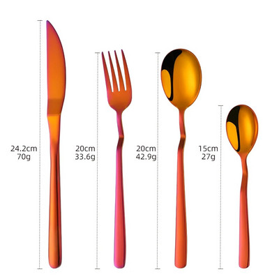 4 gab. Nerūsējošā tērauda galda piederumu komplekts V formas karotes dakšiņas vakariņu nažu komplekts Rainbow trauku komplekts Western galda piederumu ēdināšanas ballīšu serveris