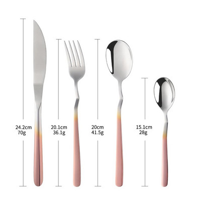 4 gab. Nerūsējošā tērauda galda piederumu komplekts V formas karotes dakšiņas vakariņu nažu komplekts Rainbow trauku komplekts Western galda piederumu ēdināšanas ballīšu serveris