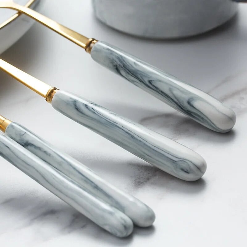 2 vnt / rinkinys stalo įrankių rinkinys Stalo reikmenys Keraminiai porcelianiniai rankenos nerūdijančio plieno indų rinkinys Restorano vestuviniai stalo įrankiai