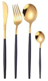 1SET Kelių spalvų stalo įrankių rinkinys Indų rinkinys Juodas stalo įrankių rinkinys Šakutė Peilis Nerūdijančio plieno Sidabrinių indų rinkinys Namų stalo įrankių rinkinys XB 043