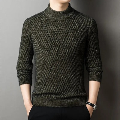 2023. gada rudens ziema, jauni vienkrāsaini, svītraini, modes džemperis ar apaļu kaklu vīrietim High Street, ikdienišķs džemperis ar garām piedurknēm