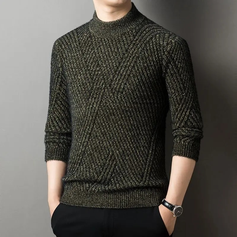 2023. gada rudens ziema, jauni vienkrāsaini, svītraini, modes džemperis ar apaļu kaklu vīrietim High Street, ikdienišķs džemperis ar garām piedurknēm