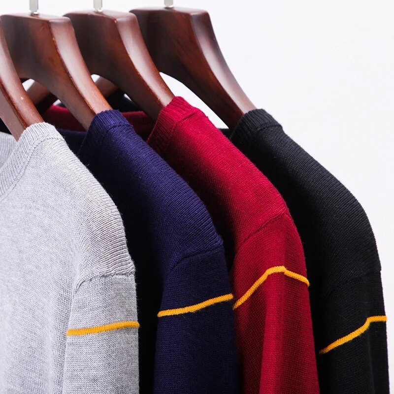 Augstas kvalitātes vīriešu ziemas džemperis ikdienišķs vīriešu trikotāžas apģērbs ar o-kaklu svītrains mājas apģērbs Vīriešu džemperi Slim Fit trikotāžas džemperi