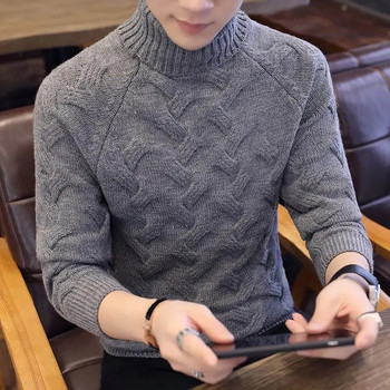 Μόδα μονόχρωμο Πλεκτό Κορεάτικο πουλόβερ με ζιβάγκο Ανδρικά ρούχα 2022 Φθινόπωρο Νέα Casual πουλόβερ Παντός αγώνα Ζεστά μπλουζάκια