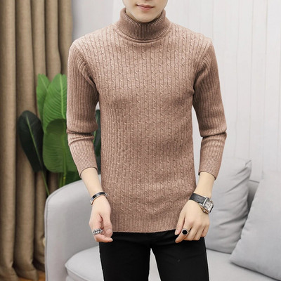 14 krāsas! Rudens un ziemas jauns vienkrāsains vīriešu džemperis ar bruņurupuču apkakli, silts ikdienas džemperis ar džemperi