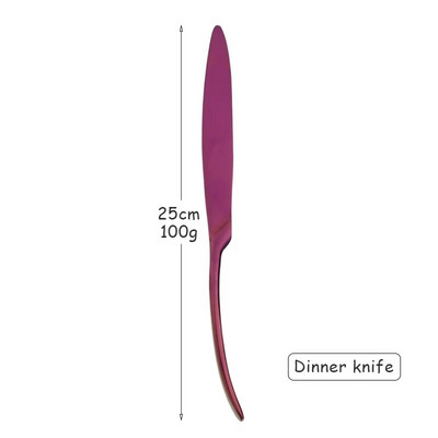 Purpursarkans galda piederumu komplekts 304 Nerūsējošā tērauda trauki ar nazi ar dakšiņu karoti trauki trauku mazgājamajā mašīnā droši sudraba trauki