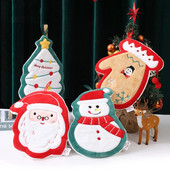 2024. gada jauns Ziemassvētku roku dvielis, ko var pakarināt, koraļļu samta absorbējošs, ātri žūstošs lupatu virtuves vannas istabas ērts kulons roku tīrīšanai