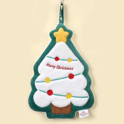 2024. gada jauns Ziemassvētku roku dvielis, ko var pakarināt, koraļļu samta absorbējošs, ātri žūstošs lupatu virtuves vannas istabas ērts kulons roku tīrīšanai