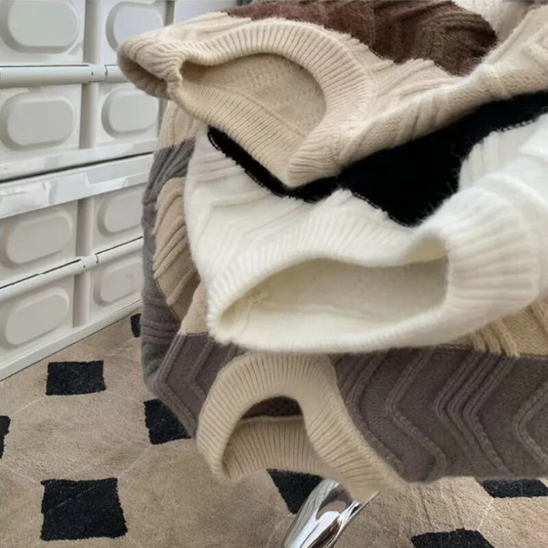 Φθινοπωρινό χειμερινό ανδρικό πουλόβερ Φαρδιά ριγέ πλεκτά νεανικά μπλουζάκια μακρυμάνικα streetwear casual ανδρικά ρούχα πουλόβερ