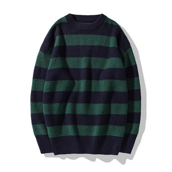 Φθινοπωρινό πλεκτό πουλόβερ ανδρικό χειμωνιάτικο πουλόβερ Harajuku Streetwear Tate Landon πουλόβερ Πράσινο ριγέ πουλόβερ Γυναικεία μπλουζάκια