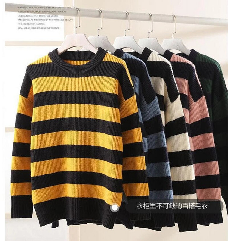 Rudens trikotāžas džemperis vīriešu ziemas ikdienas džemperi Harajuku ielas apģērbs Tate Landon džemperi Zaļi svītrains džemperis sieviešu topi