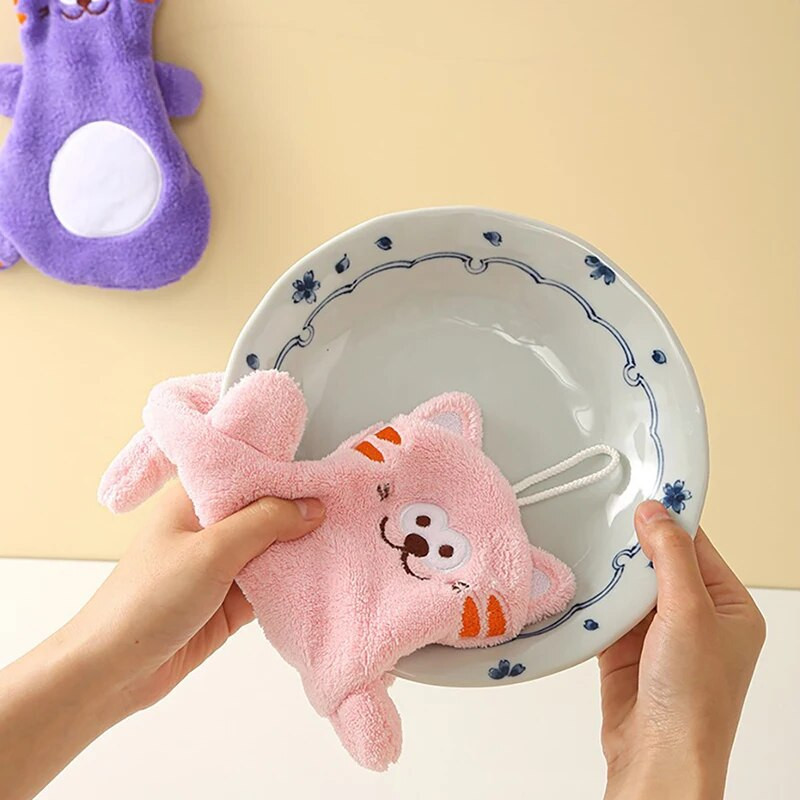 Nuvalykite rankšluostį Koralinis aksominis animacinis filmas gyvūnas Nuvalykite rankšluostį Virtuvė Vonios Rankšluostis Greitai džiūstantis vandenį sugeriantis rankšluostis