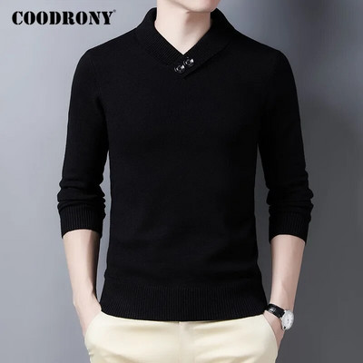 COODRONY Augstas kvalitātes mīksts, silts rudens ziemas džemperis ar apkakli Vīriešu ielas apģērbs Modes ikdienas kokvilnas pulovers džemperi C1228