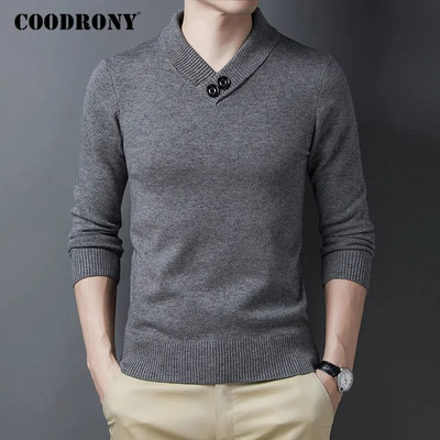 COODRONY Augstas kvalitātes mīksts, silts rudens ziemas džemperis ar apkakli Vīriešu ielas apģērbs Modes ikdienas kokvilnas pulovers džemperi C1228