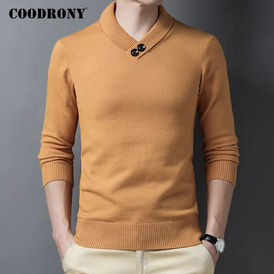 COODRONY Augstas kvalitātes mīksts, silts rudens ziemas džemperis ar apkakli Vīriešu ielas apģērbs Modes ikdienas kokvilnas pulovers džemperi C1228