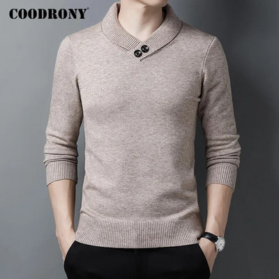 COODRONY Augstas kvalitātes mīksts, silts rudens ziemas džemperis ar apkakli Vīriešu ielas apģērbs Modes ikdienas kokvilnas pulovers džemperi C1228