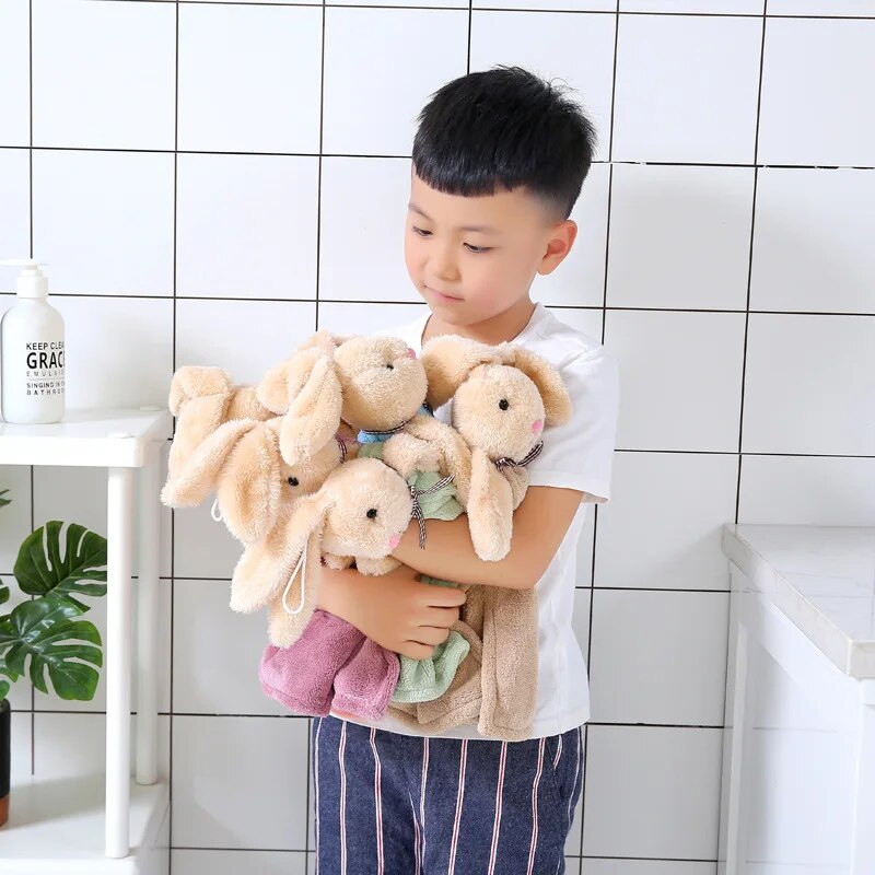 Rabbit Bowknot roku dvielis virtuvei vannas istabai Coral Velvet mikrošķiedras mīkstas, ātri žūstošas, absorbējošas tīrīšanas lupatiņas mājas vannas dvieļi