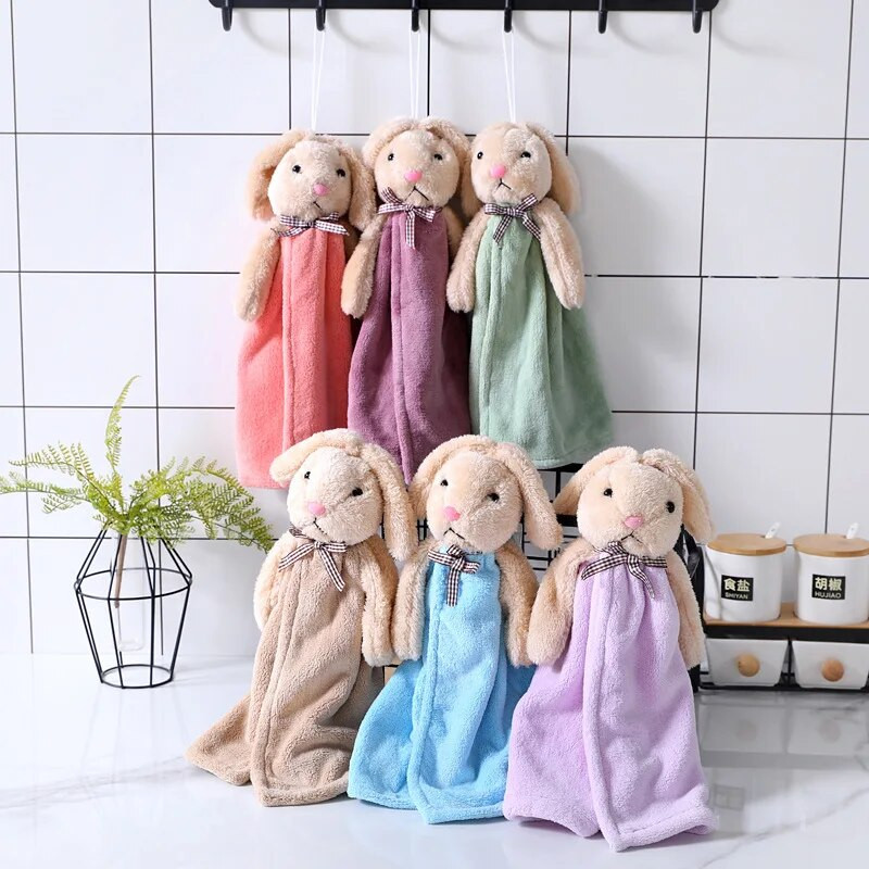 Rabbit Bowknot roku dvielis virtuvei vannas istabai Coral Velvet mikrošķiedras mīkstas, ātri žūstošas, absorbējošas tīrīšanas lupatiņas mājas vannas dvieļi
