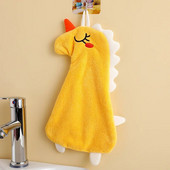 Koraļļu vilnas pakarināms biezs dvielis karikatūra dinozauru dvielis jauks absorbējošs roku dvieļi tīrīšanas auduma lupatas kabatlakats