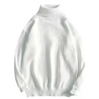 Vienkrāsains džemperis ar apkakli, 2023. gada ziemas vilnas adīti džemperi Korejas stila brīvi džemperi Lielizmēra vīriešu apģērbi Harajuku trikotāžas