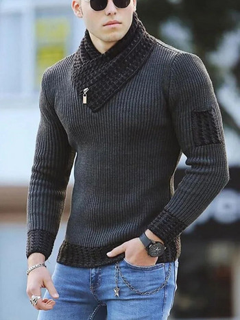 Φθινοπωρινό και χειμερινό πουλόβερ Ανδρικά ρούχα μεγάλου μεγέθους με μακρυμάνικο μανίκι Fashion Boss Thicken