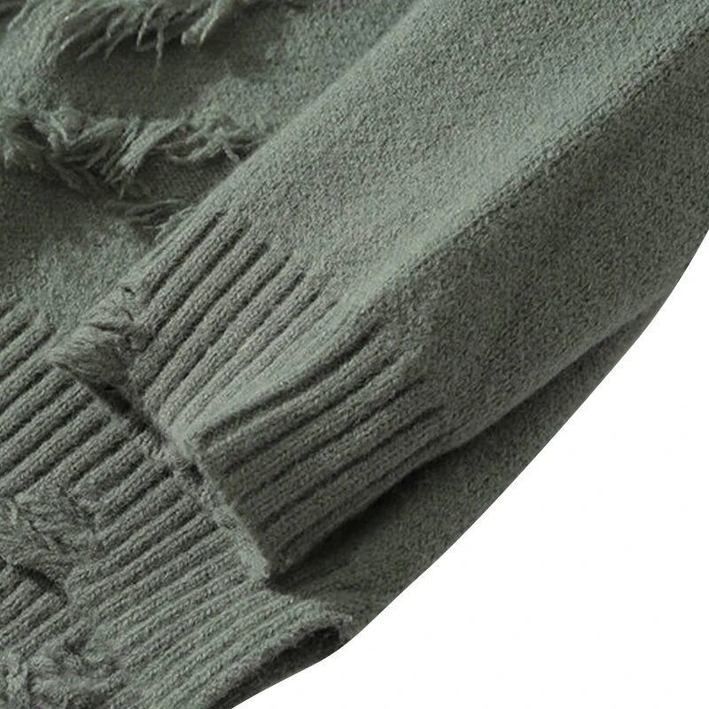 Vintage džemperis Hip Hop Harajuku vīriešu apģērbi Ielu apģērbi Puloveri Lielizmēra džemperis tīras krāsas caurumu vilnas trikotāžas topi