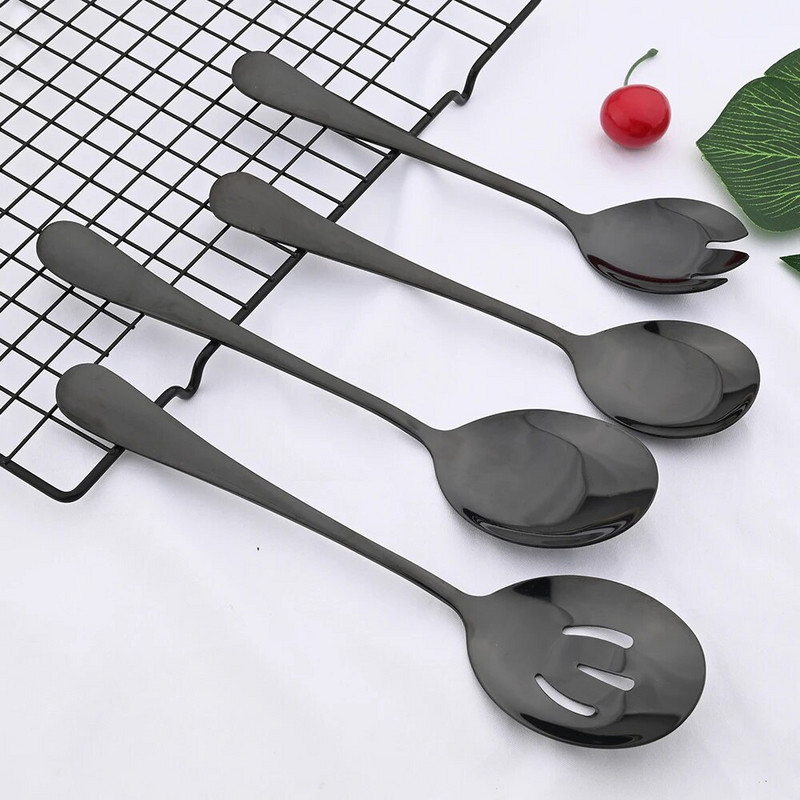 7db arany rozsdamentes acél étkészlet Leves kanál szűrőkanál Kanál Szervíz kanál saláta villa torta spatula konyha otthoni étkészlet