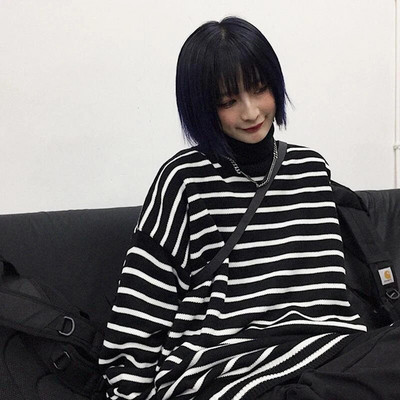 Rudens ziemas džemperis ar garām piedurknēm vīriešu džemperis ar garām piedurknēm korejiešu modes Harajuku lielizmēra pulovera apģērbs ar svītrām