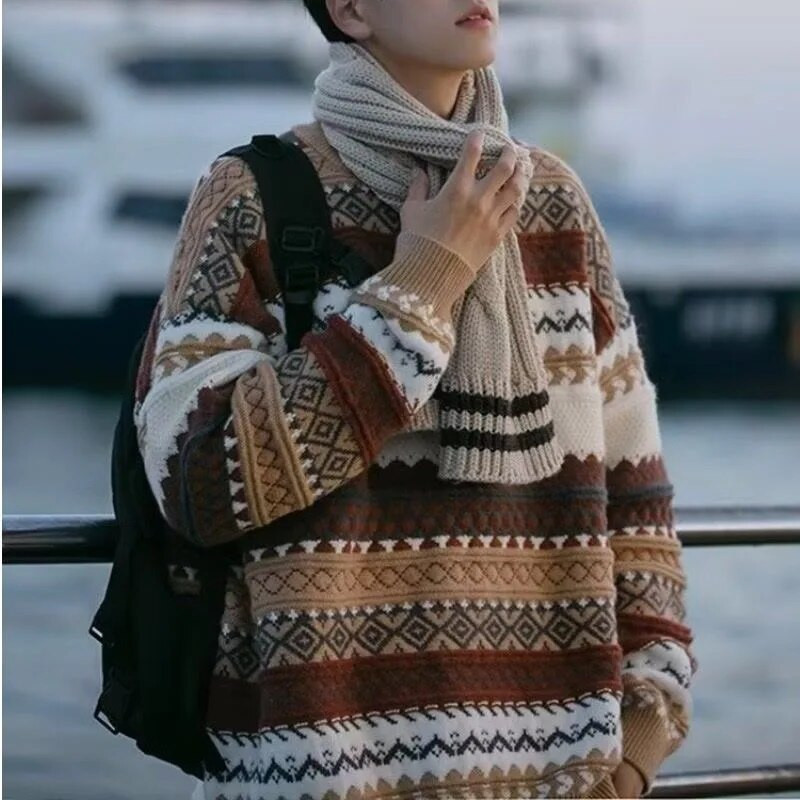 Kötött pulóverek Férfi Pulóverek Téli Pamut Meleg Férfi Ruhák Férfi Őszi Dizájner Ruházat Luxus Y2k Vintage új pulóver