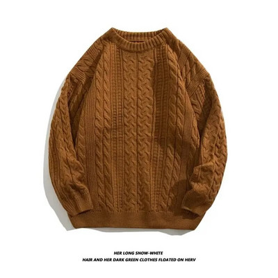 Vintage vienkrāsains vīriešu džemperis Pavasara korejiešu ikdienišķs pelēks džemperis Sieviešu adījums džemperis ar O kakla izgriezumu Lieli modes vīriešu apģērbi