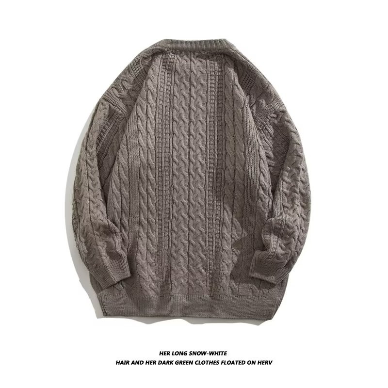 Vintage vienkrāsains vīriešu džemperis Pavasara korejiešu ikdienišķs pelēks džemperis Sieviešu adījums džemperis ar O kakla izgriezumu Lieli modes vīriešu apģērbi