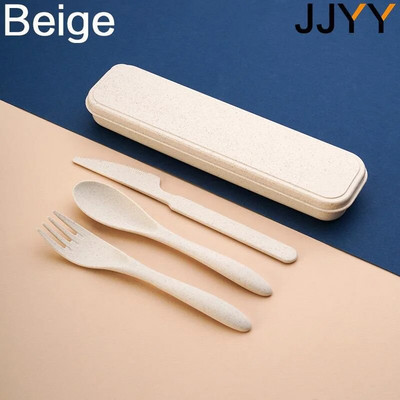 JJYY 1 komplekts (3 gab.) Radošs pārnēsājams galda piederumu komplekts ar futrāli Nazis Dakšas karotes komplekts Skolēniem Skolas biroja mājas ceļojumu piederumi